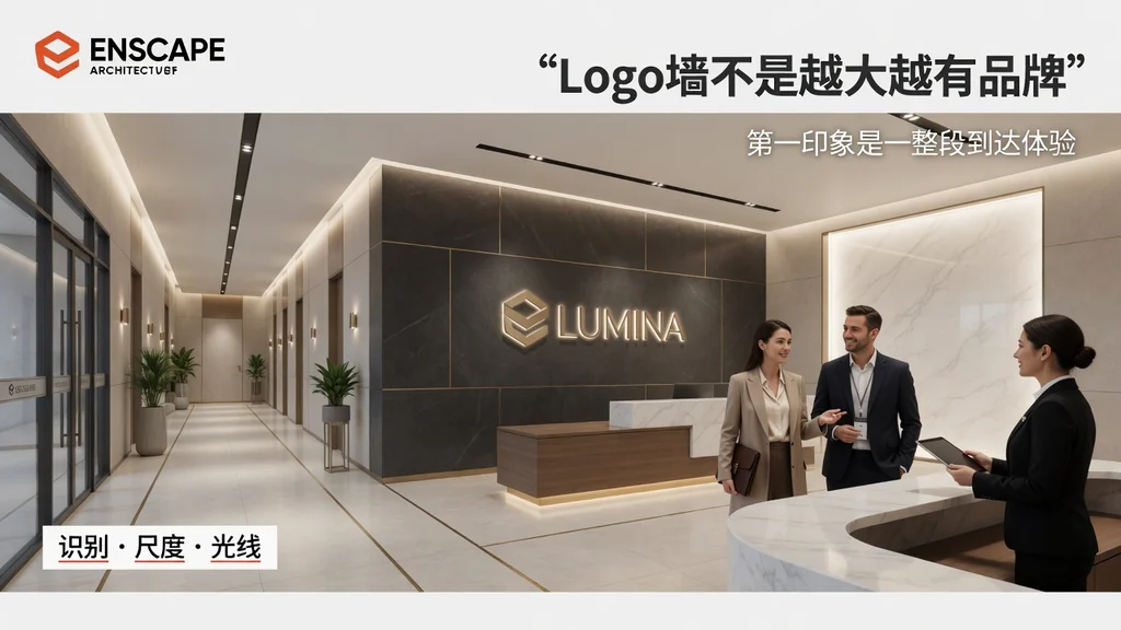 杂志封面风格办公前台形象墙效果图