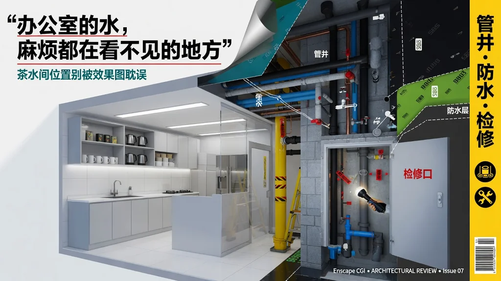 杂志封面风格办公茶水间水电效果图