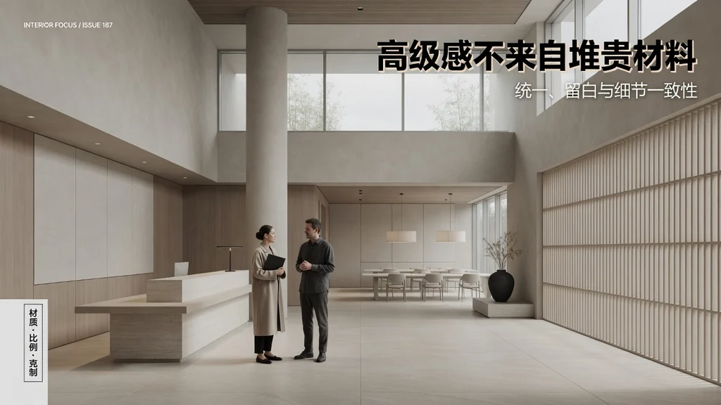 杂志封面风格克制高级的办公空间效果图